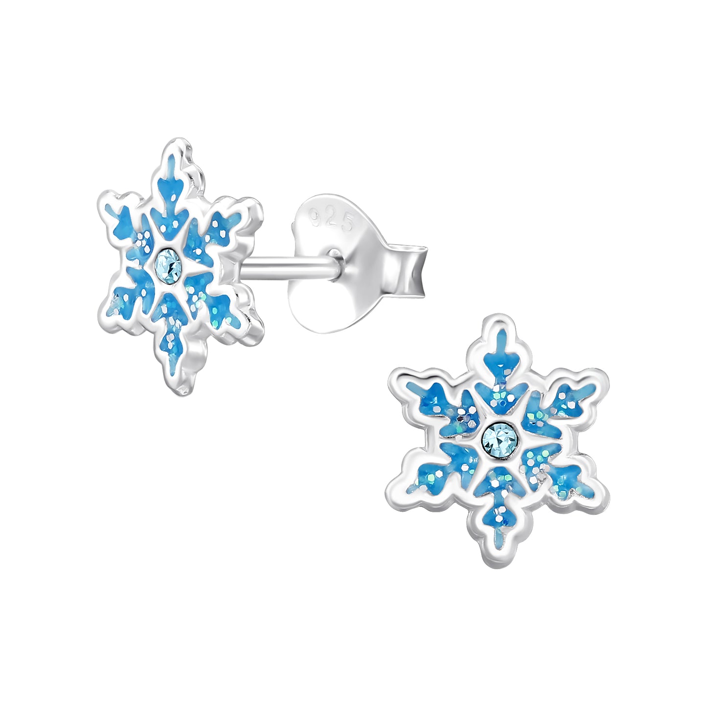 Sterling silver stud earrings with clear sparkling stones. Stříbrné peckové náušnice s čirými třpytivými kamínky. Silberne Ohrstecker mit klaren funkelnden Steinen.